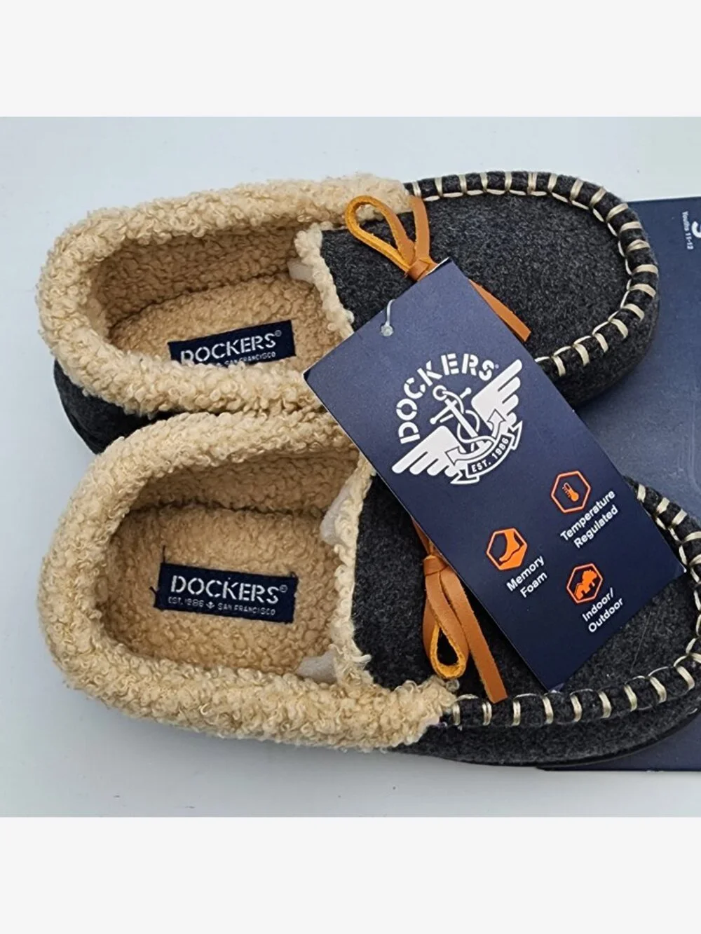 Dockers Moccasin Memory Foam Slippers | Kid's S (11-12) NWT